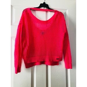 ROXY Open-Knit Neon Pink Tunic